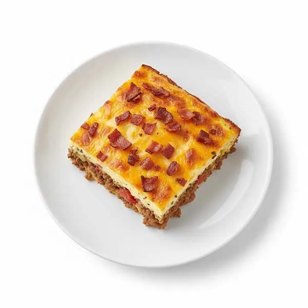 Cheeseburger beef Casserole with turkey bacon